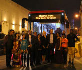 Special bus with message Thank You Chris and Tricia