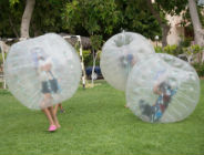 Playing games in large inflatable bubbles