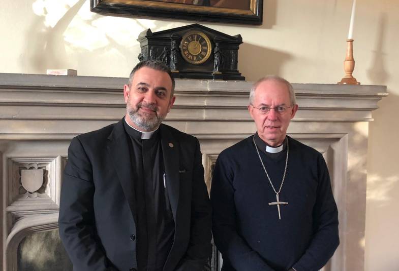Archbishop Welby meeting with the Vicar of Ramallah, earlier this ear