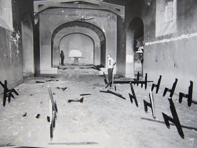 Interior of All Saints after significant damage in the 1900s