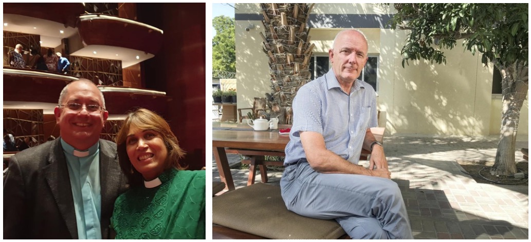 Canon Andy Thompson and Rev Navina, alongside a photo of Canon Paul Burt