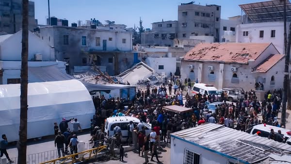 Temporary tent facilities following bombing