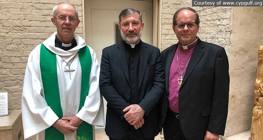 Archbishop Justin Welby with Archbishop Michael and Canon Faiz Jerges