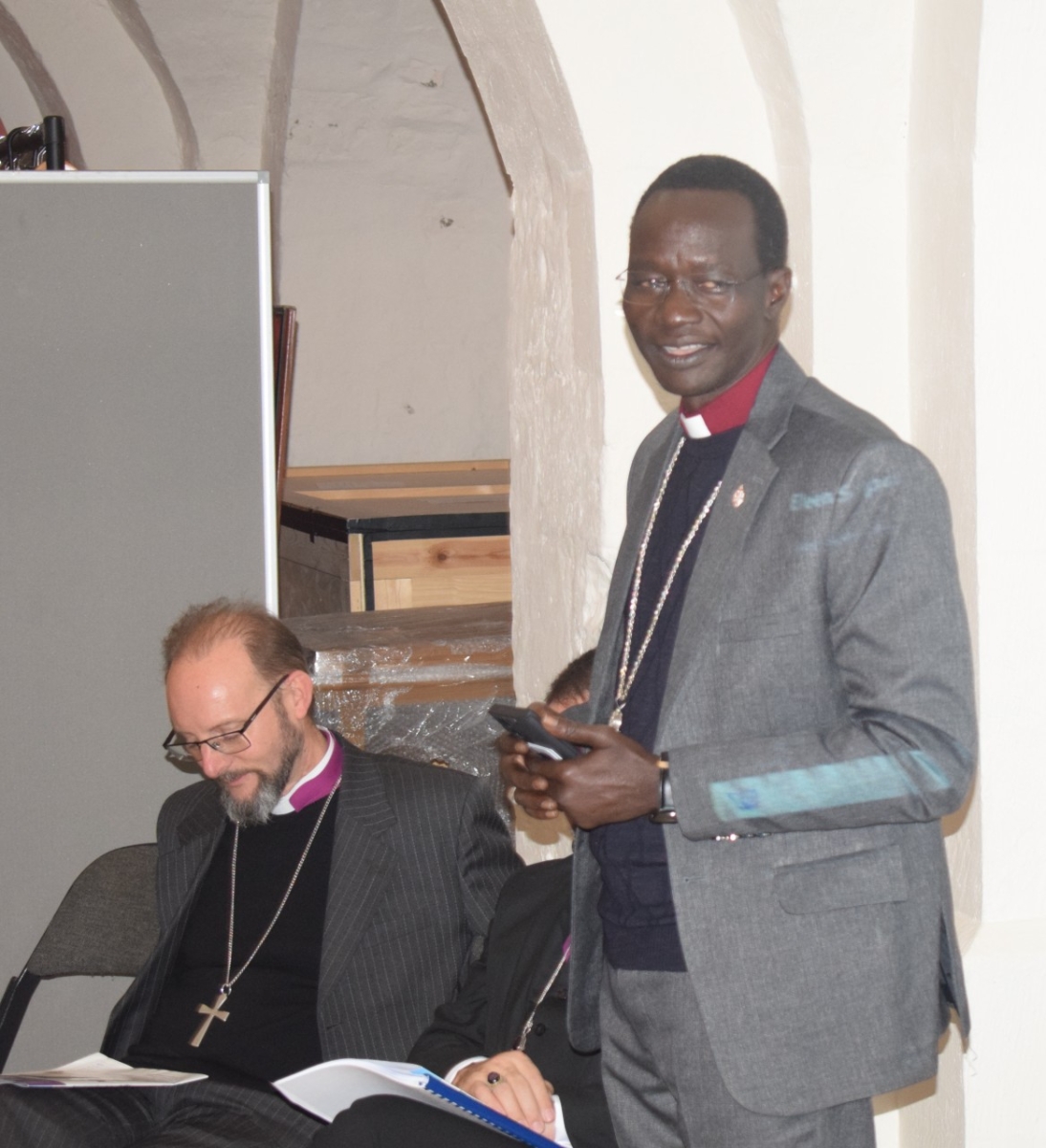 Bishop Jeremiah addressing the JMECA AGM in 2024, as acting bishop
