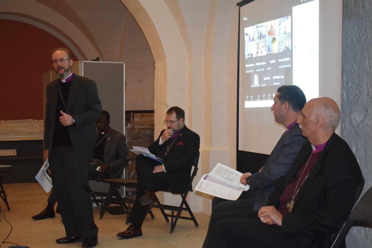 JMECA Chair Bishop Anthony introduces the speakers