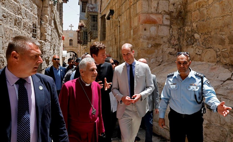 David with Archbishop Suheil andHRH Prince William in Jerusalem