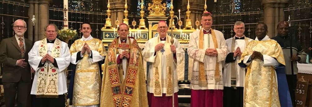 Archbishop Michael with the Vicar of St Michael the Archangel, Croydon, Canon Tim Pike and the Bishops of Southwark and Fulham