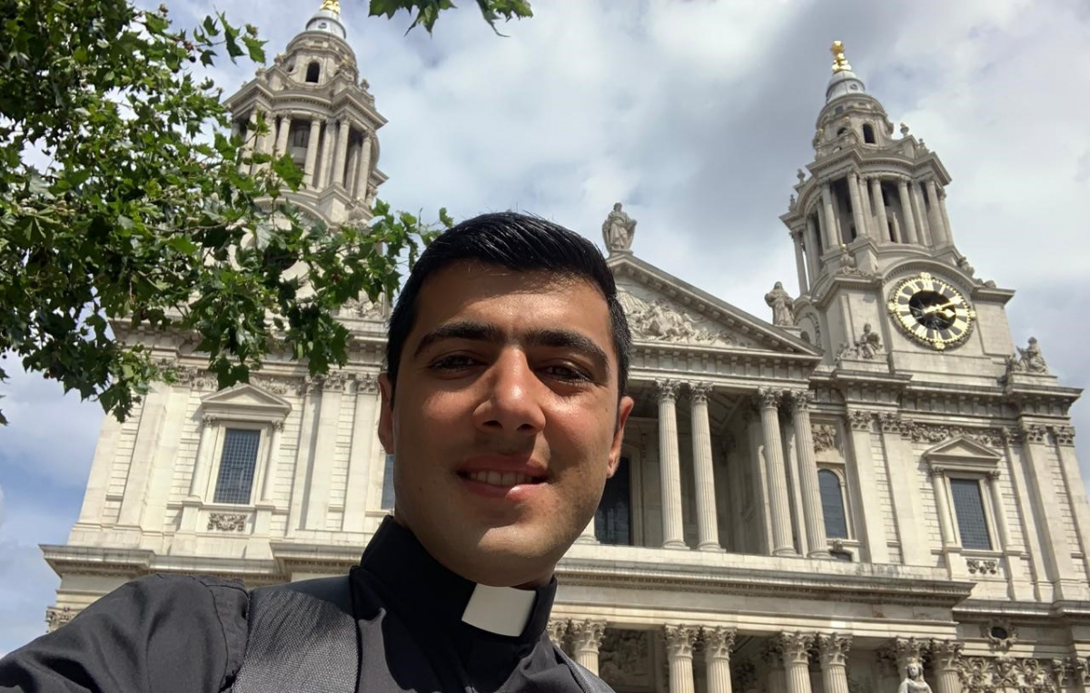 Deacon Milan Kakone outside St Paul's London