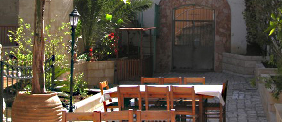The garden dining area of the guesthouse