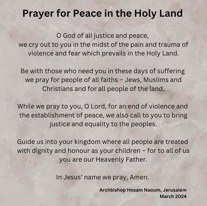 A prayer for peace in the Holy Land March 2024