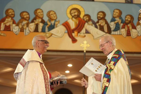Archbishop Welby and Archbishop of Alexandria and Bishop of Egypt during Alexandria Inauguration