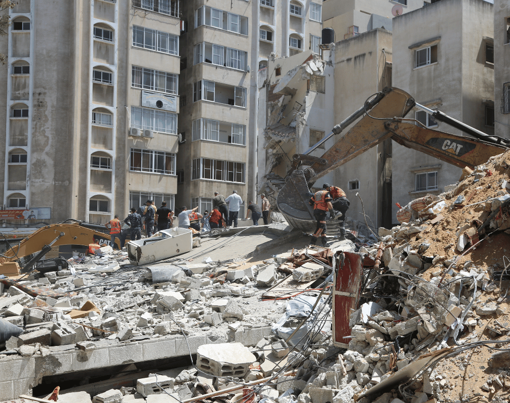 Damaged buildings in Gaza