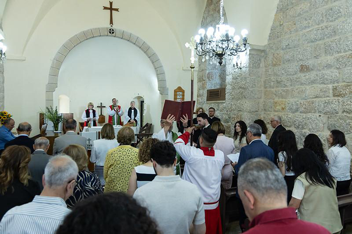 Archbishops Sarah and Hosam at St Peter's Church in Birzeit