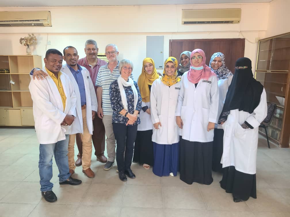 Christopher and Anne Futcher with the staff at the clinic in Aden