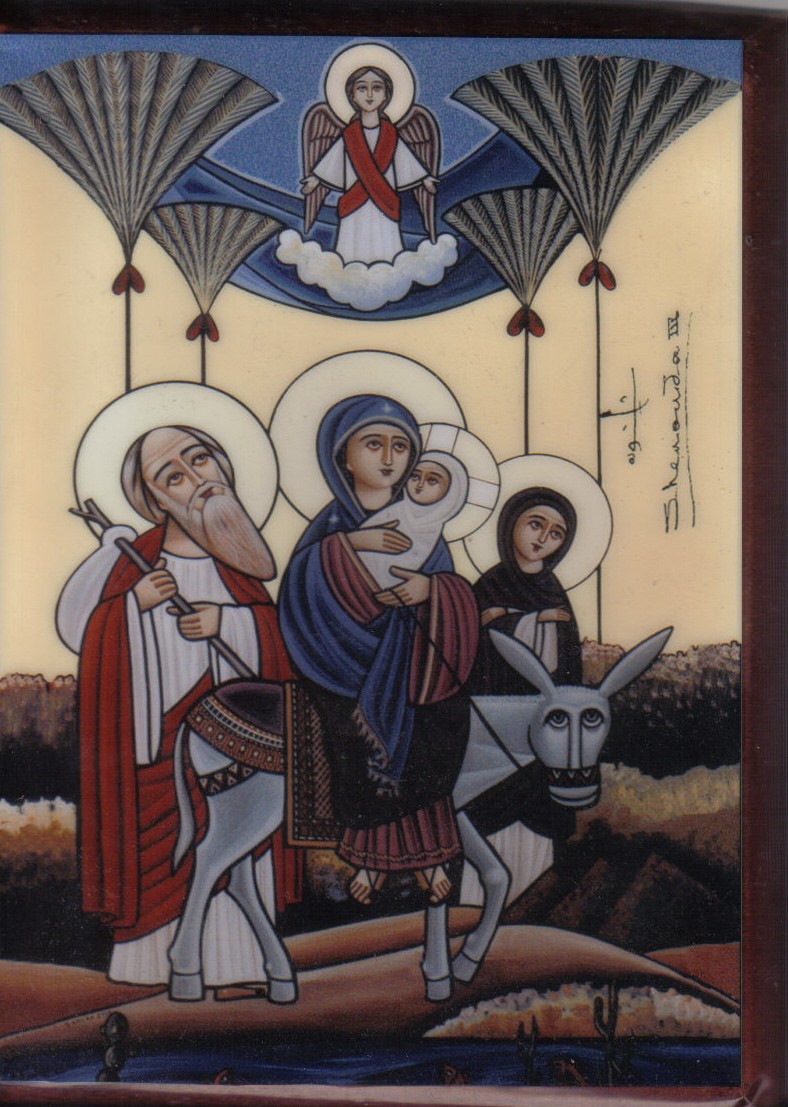 a optic Icon of the Holy Family in flight