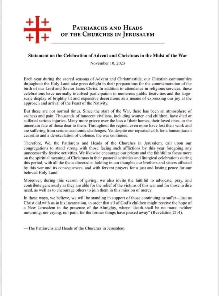 the Patrirchs' statement