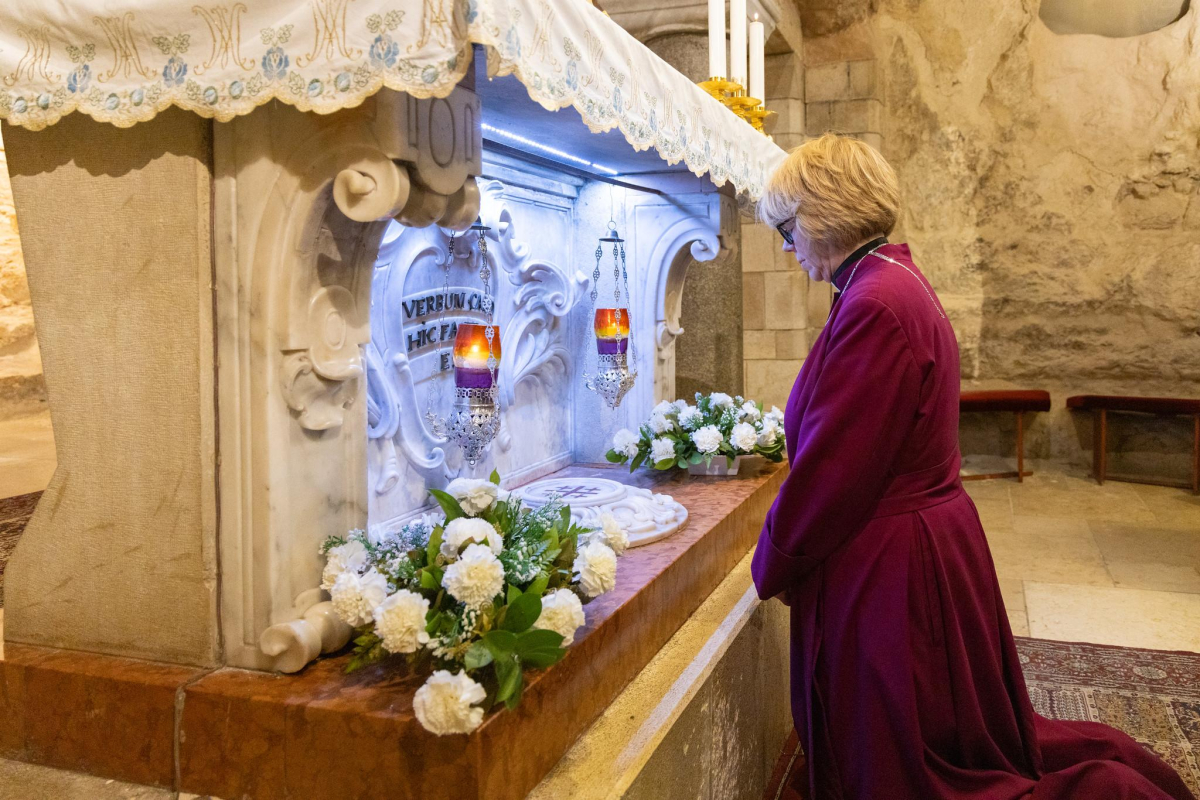 Archbishop Sarah at the grotto of the Annunciation